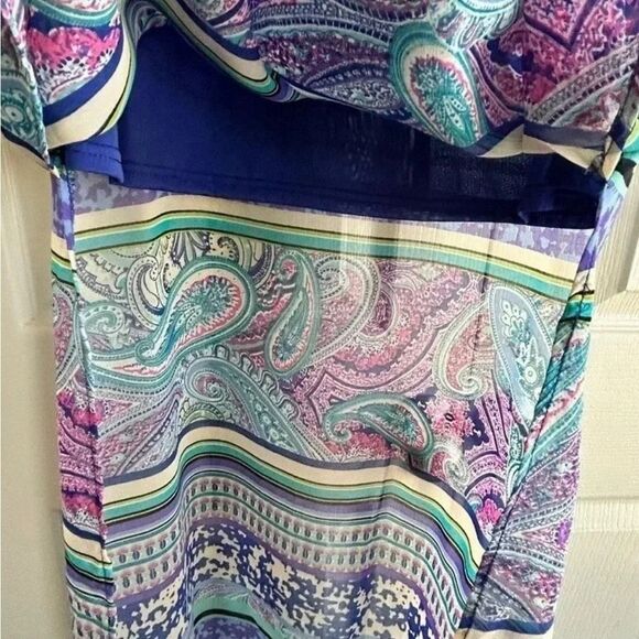Umgee Maxi Multicolor Purple Paisley Stripes Beach Double lined Coastal Dress M - Picture 5 of 7